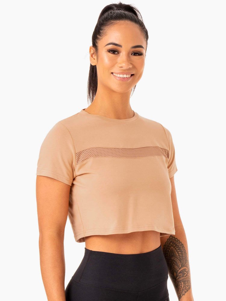 Ryderwear Hybrid Mesh Tee Tan | IGE-748150