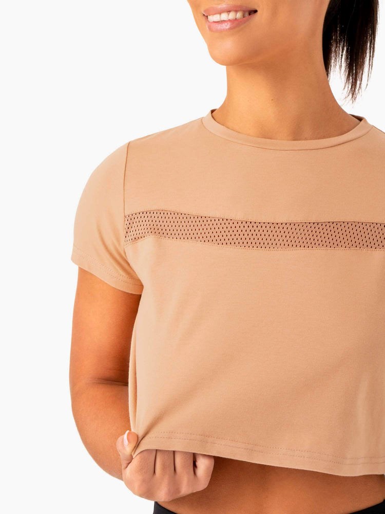 Ryderwear Hybrid Mesh Tee Tan | IGE-748150