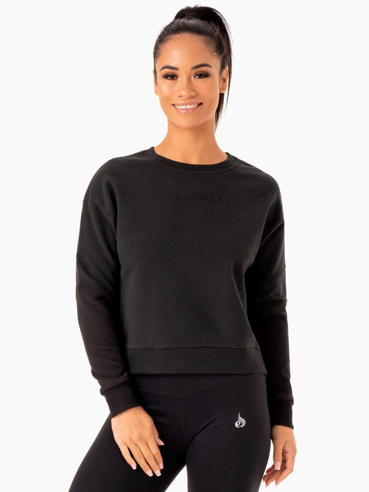 Ryderwear Hybrid Pullover Jumper Black/Charcoal | HKG-306748