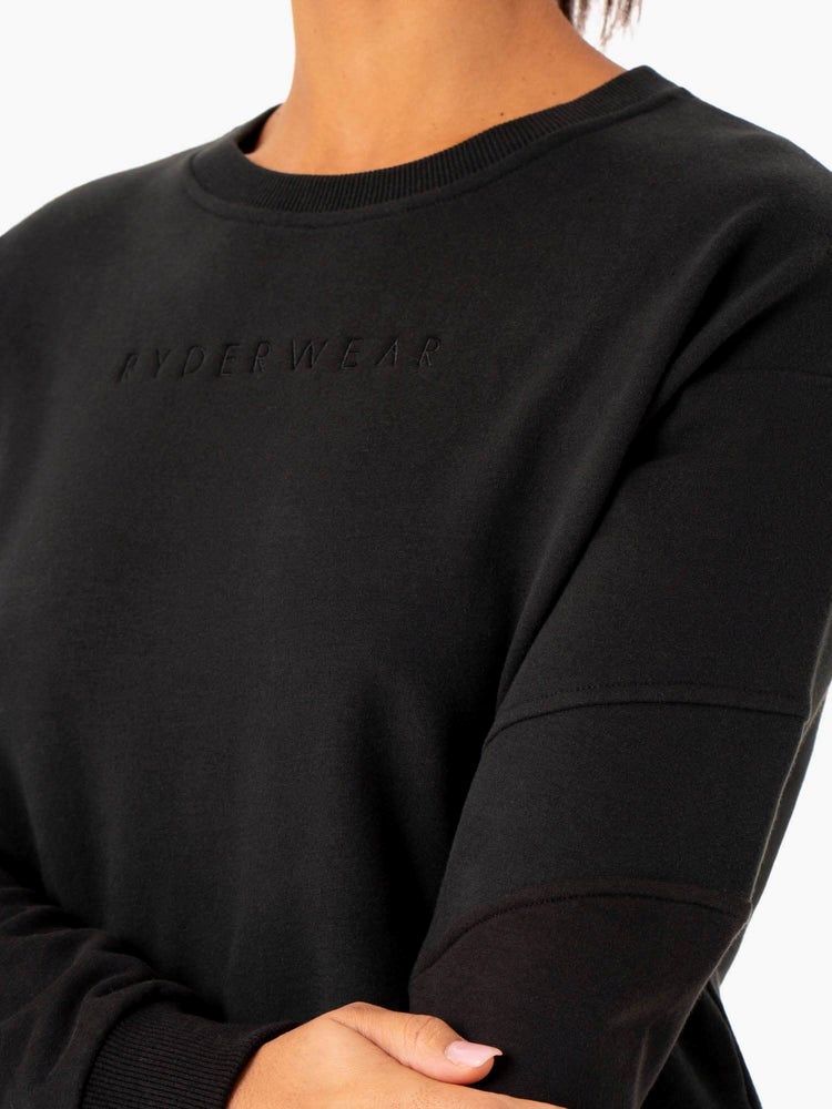 Ryderwear Hybrid Pullover Jumper Black/Charcoal | HKG-306748