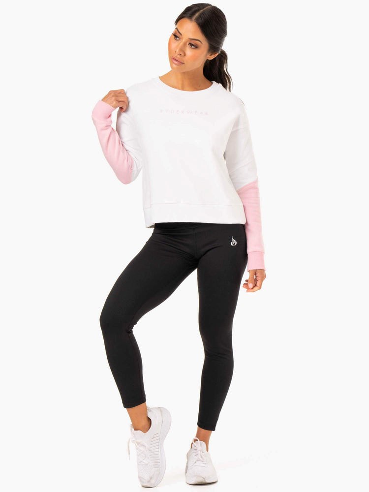 Ryderwear Hybrid Pullover Jumper White/Pink | LQN-853912