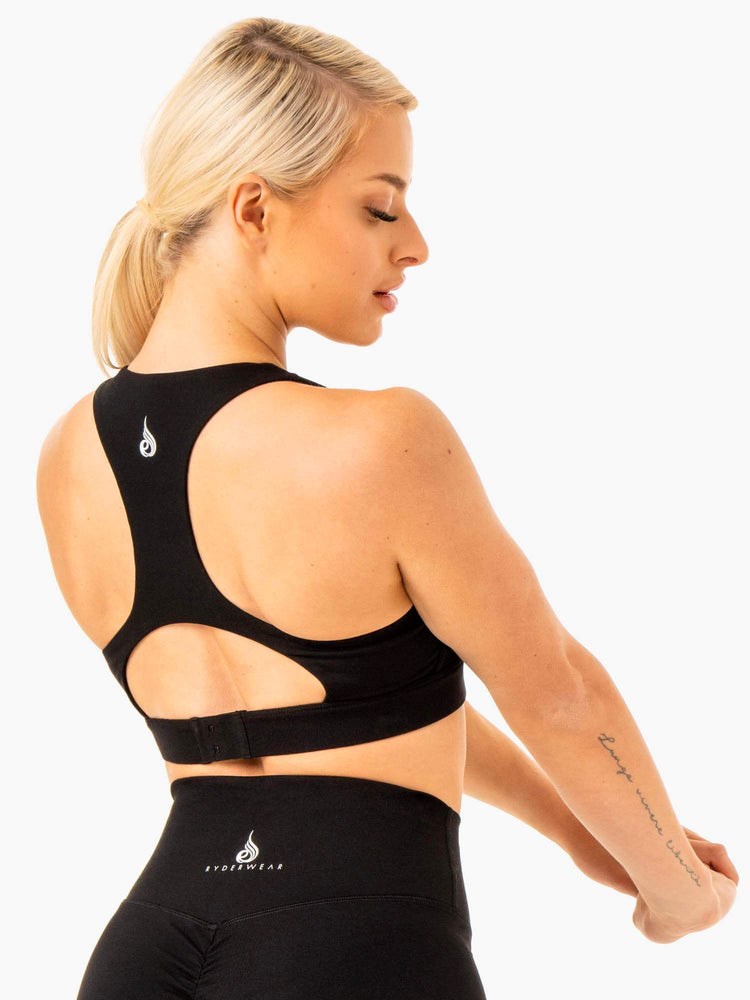 Ryderwear Knockout Racer Back Sports Bra Svarta | NWZ-639125