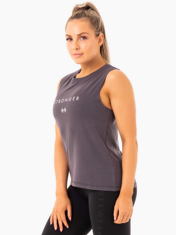 Ryderwear Ladies Baller Tank Charcoal | KDL-526978