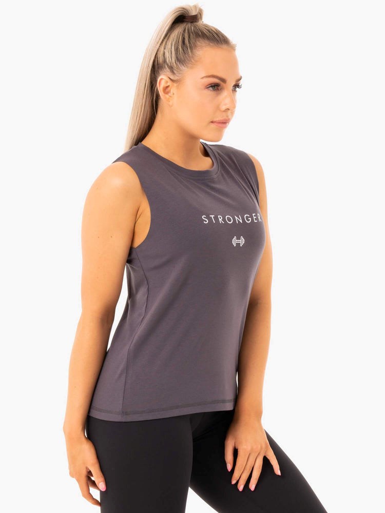 Ryderwear Ladies Baller Tank Charcoal | KDL-526978