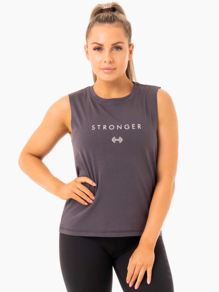 Ryderwear Ladies Baller Tank Charcoal | KDL-526978