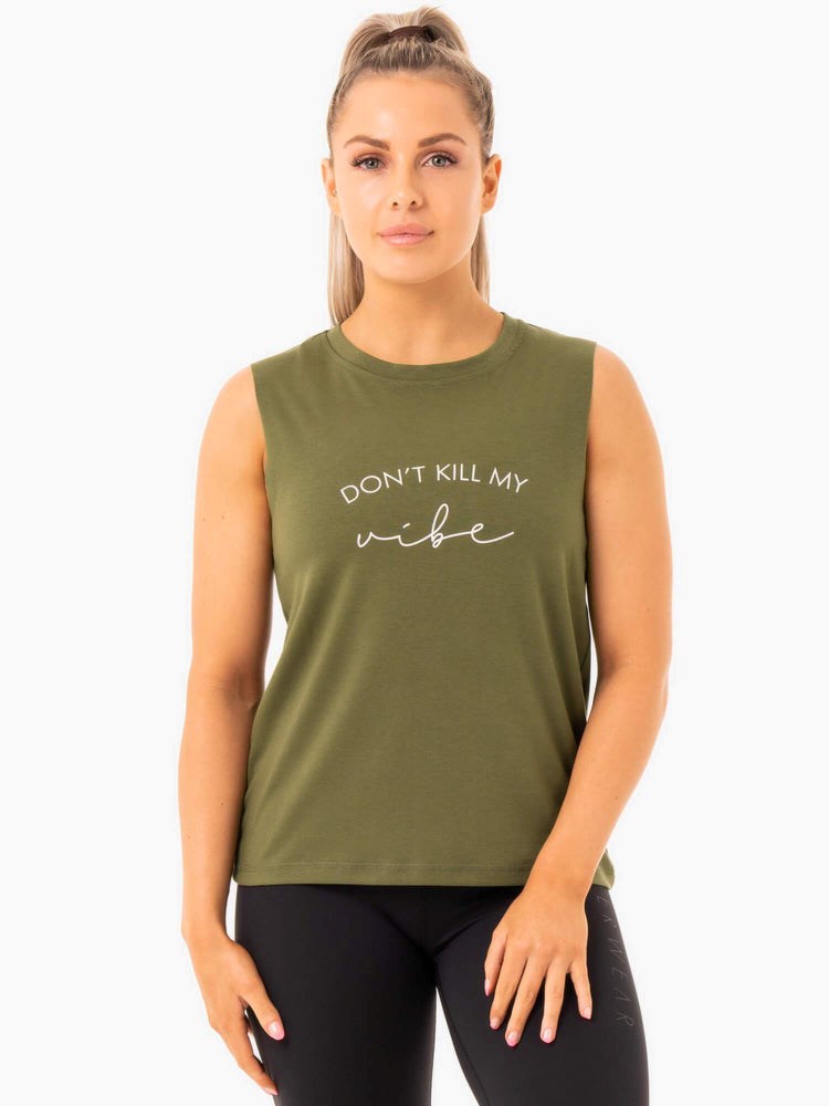 Ryderwear Ladies Baller Tank Khaki | DJY-125097