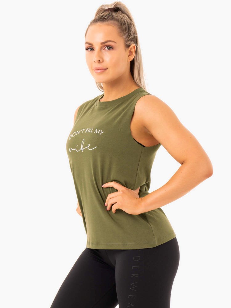 Ryderwear Ladies Baller Tank Khaki | DJY-125097