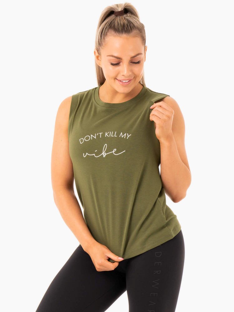 Ryderwear Ladies Baller Tank Khaki | DJY-125097