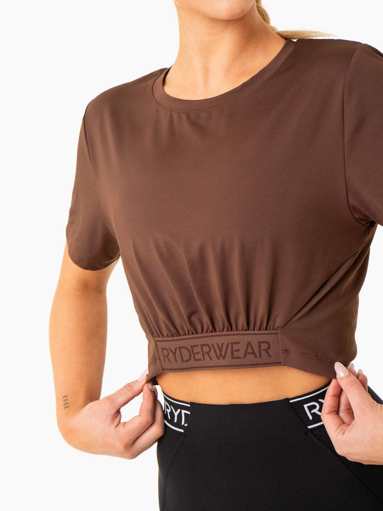 Ryderwear Level Up Cropped T-Shirt Choklad | LYV-847235