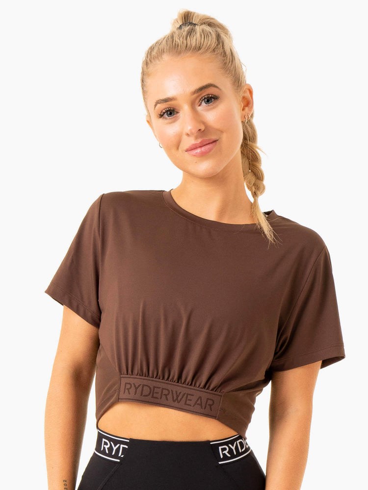 Ryderwear Level Up Cropped T-Shirt Choklad | LYV-847235