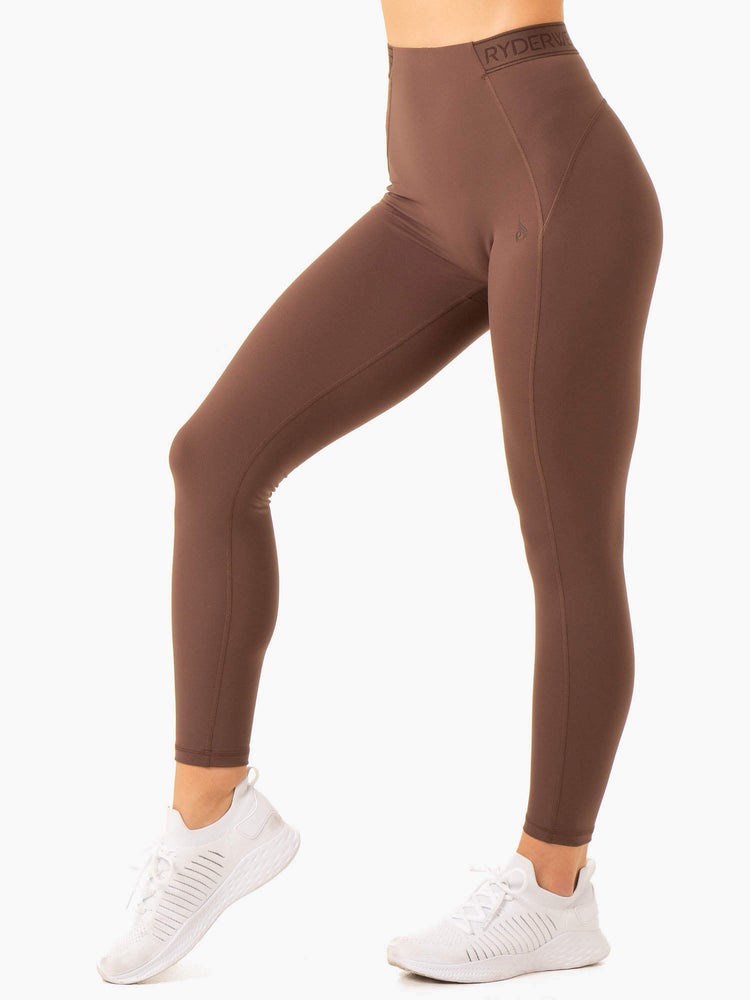 Ryderwear Level Up High Waisted Scrunch Leggings Choklad | NTA-819432