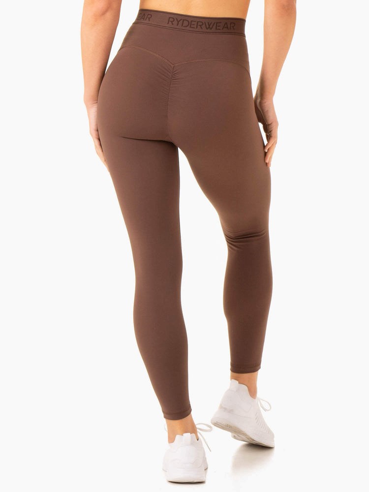 Ryderwear Level Up High Waisted Scrunch Leggings Choklad | NTA-819432