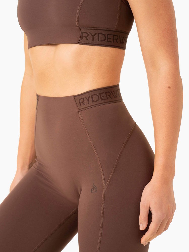 Ryderwear Level Up High Waisted Scrunch Leggings Choklad | NTA-819432