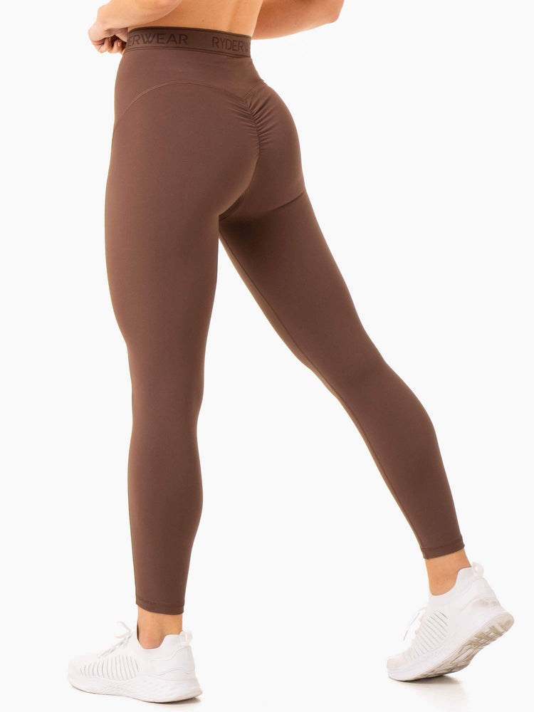 Ryderwear Level Up High Waisted Scrunch Leggings Choklad | NTA-819432