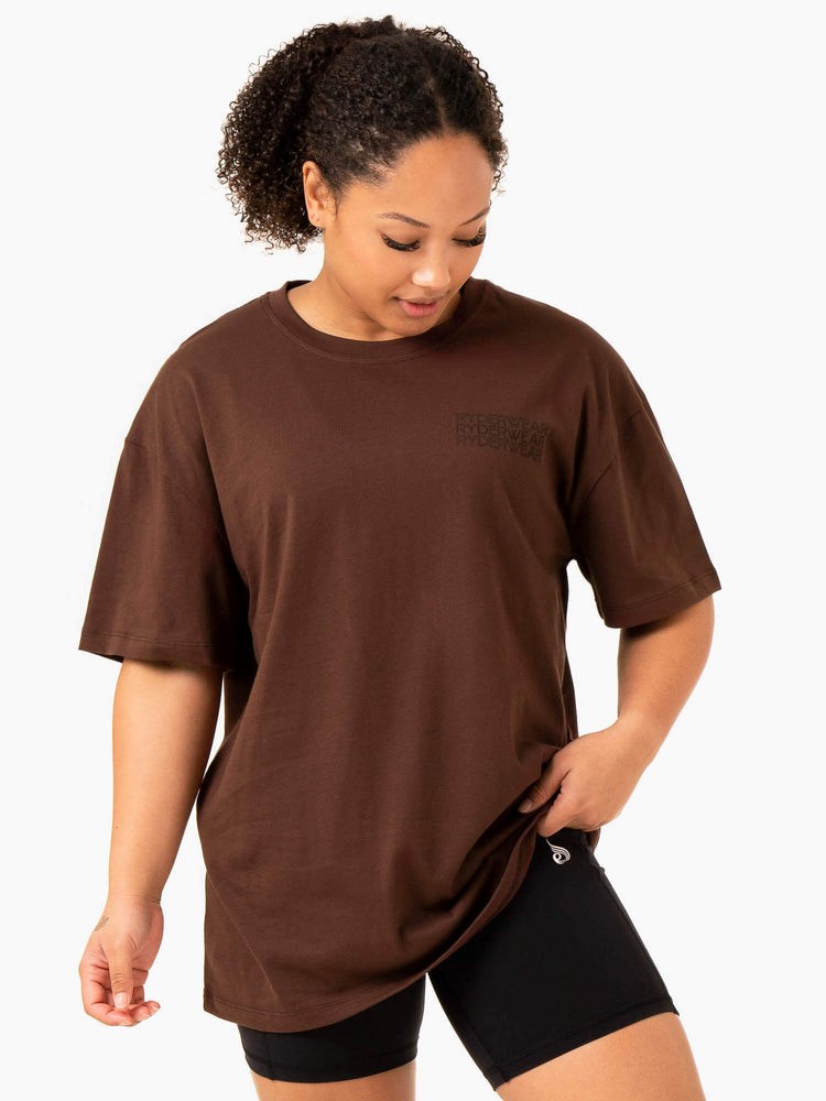 Ryderwear Level Up Oversized T-Shirt Choklad | FRI-701596