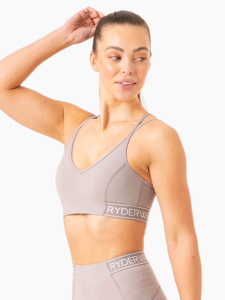 Ryderwear Level Up V-Neck Sports Bra Grå | JYM-364105