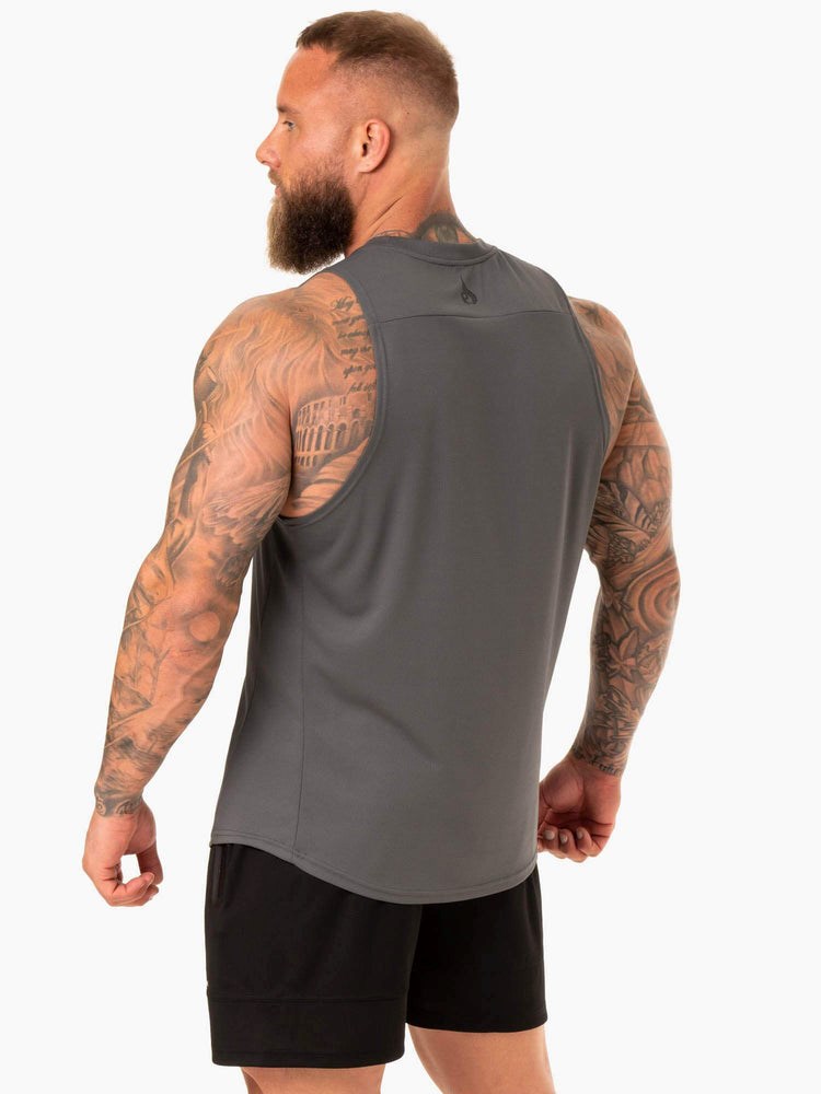 Ryderwear Lift Mesh Baller Tank Charcoal | UKL-971845