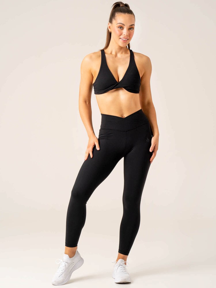 Ryderwear Momentum Cross Over Scrunch Leggings Svarta | KRX-284615