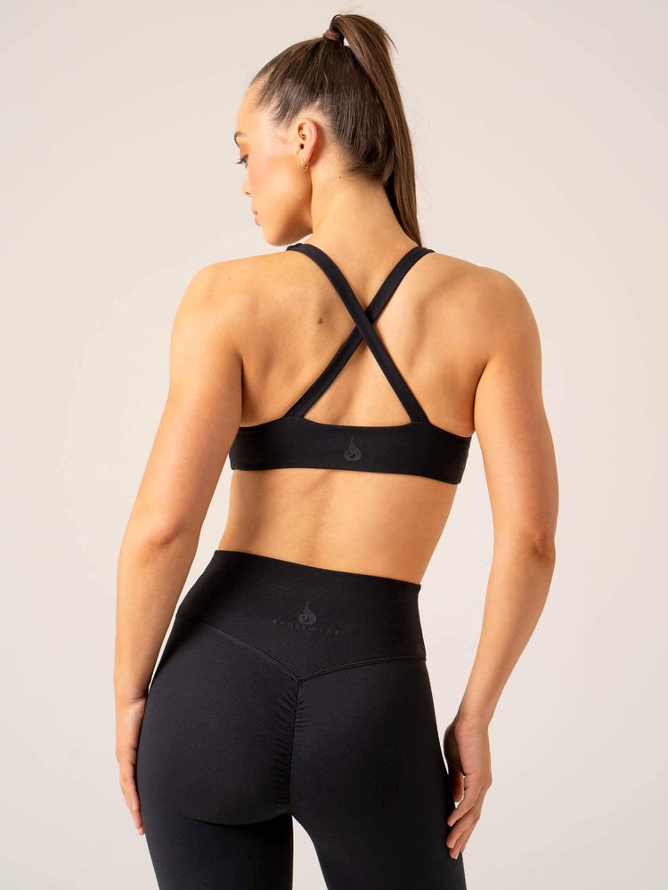 Ryderwear Momentum Twist Sports Bra Svarta | UKT-413082