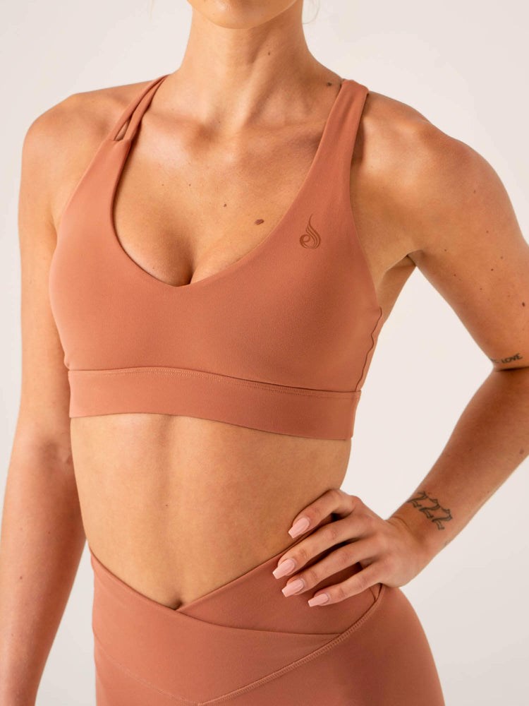 Ryderwear Momentum V-Neck Sports Bra Clay | IAM-182574