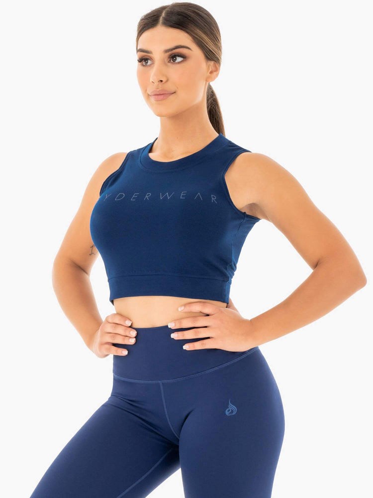 Ryderwear Motion Crop Top Marinblå | TWF-170489