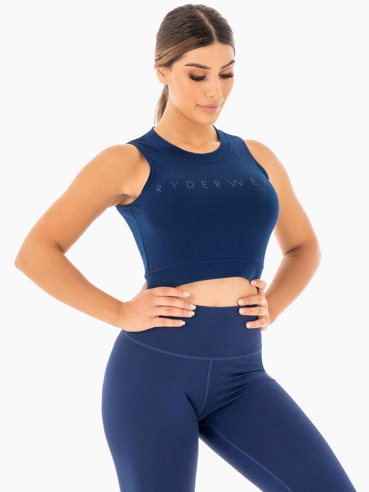 Ryderwear Motion Crop Top Marinblå | TWF-170489