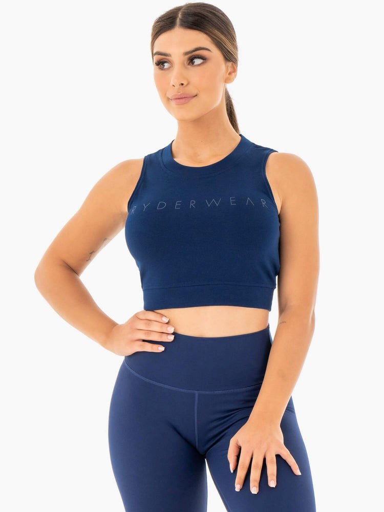 Ryderwear Motion Crop Top Marinblå | TWF-170489