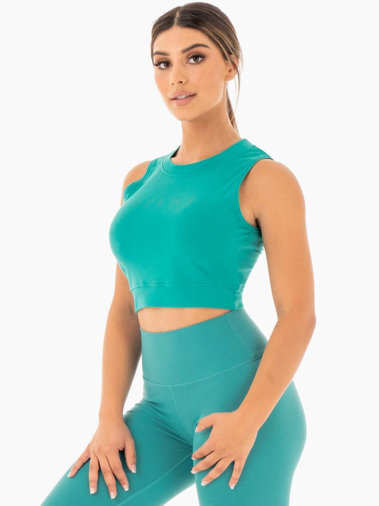 Ryderwear Motion Crop Top Teal | QRN-463912