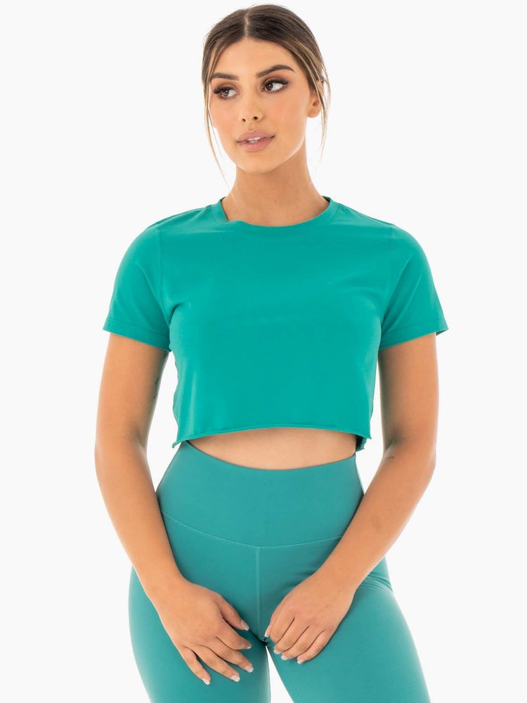 Ryderwear Motion Cropped T-Shirt Teal | AYK-305871