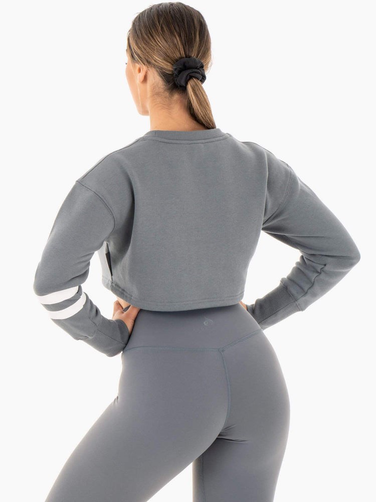 Ryderwear Motion Cropped Tröja Charcoal | XTF-528167