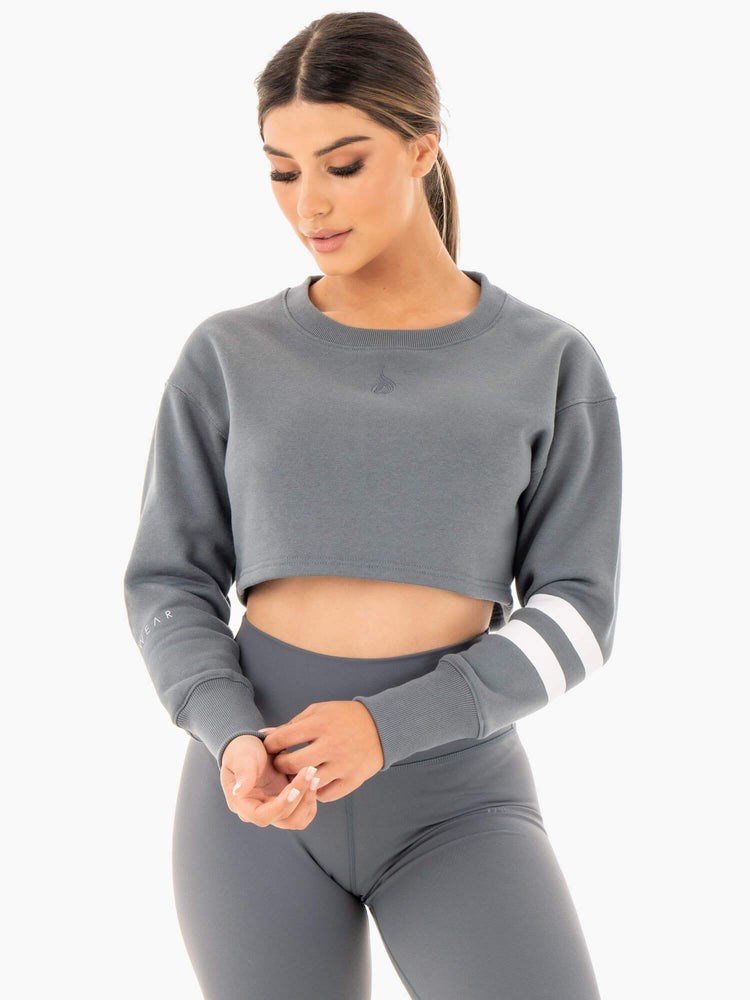 Ryderwear Motion Cropped Tröja Charcoal | XTF-528167