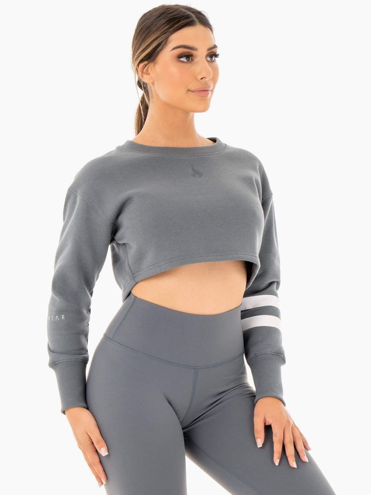 Ryderwear Motion Cropped Tröja Charcoal | XTF-528167