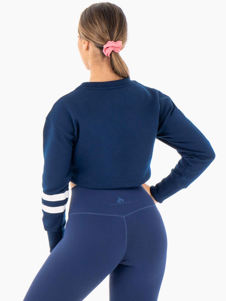 Ryderwear Motion Cropped Tröja Marinblå | GEA-831074