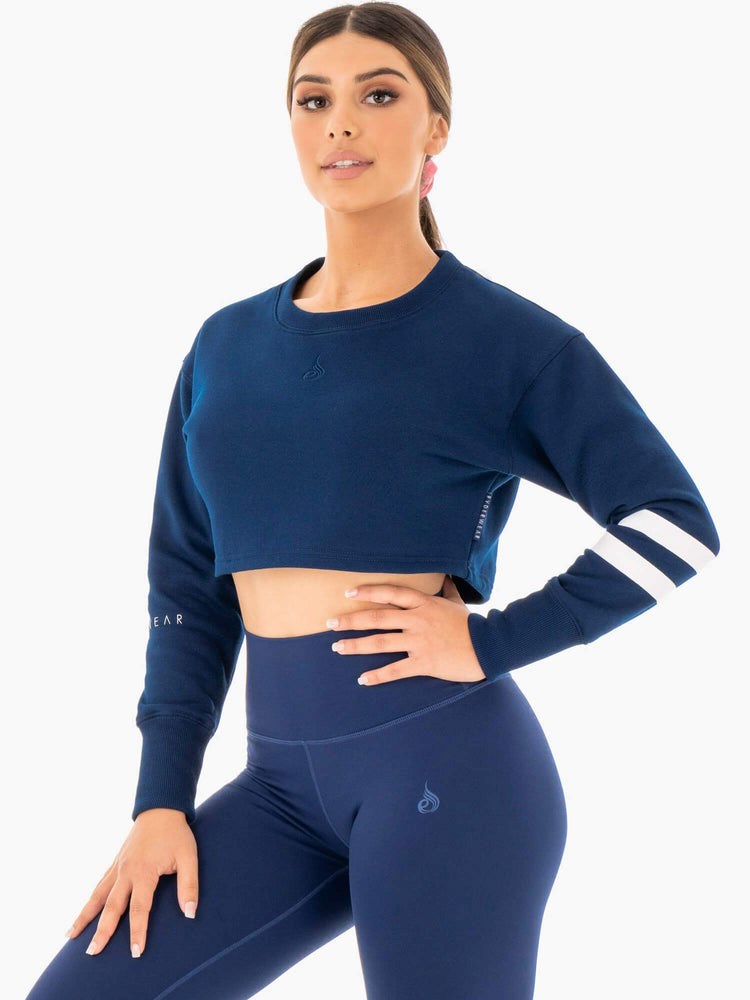 Ryderwear Motion Cropped Tröja Marinblå | GEA-831074