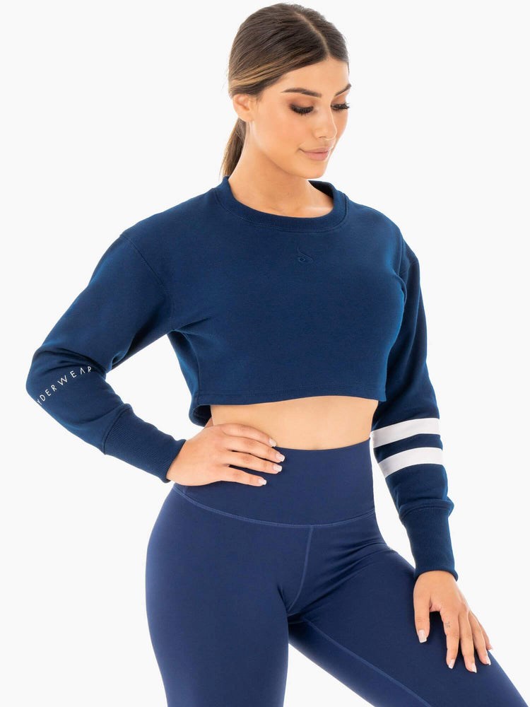 Ryderwear Motion Cropped Tröja Marinblå | GEA-831074