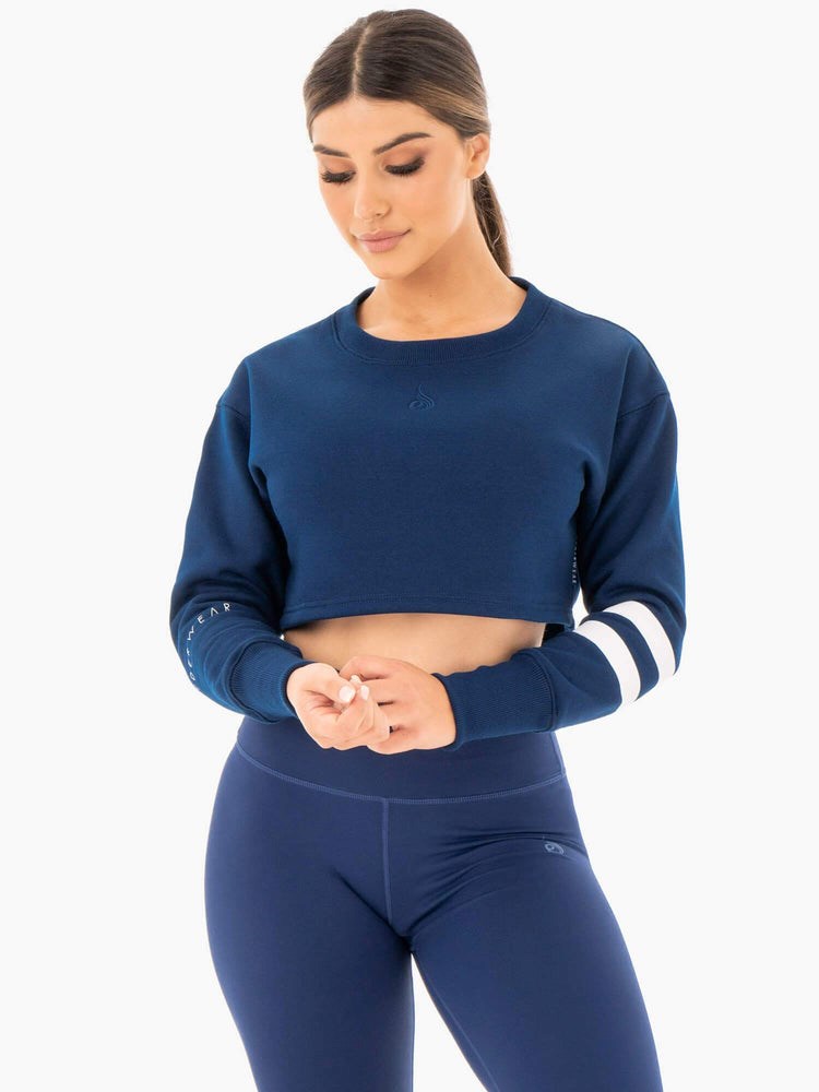 Ryderwear Motion Cropped Tröja Marinblå | GEA-831074