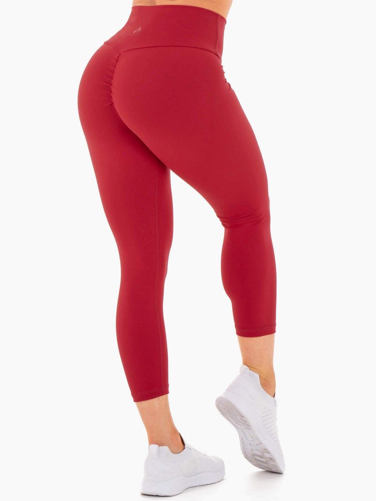 Ryderwear Motion High Waisted 7/8 Scrunch Bum Leggings Röda | PFA-140963