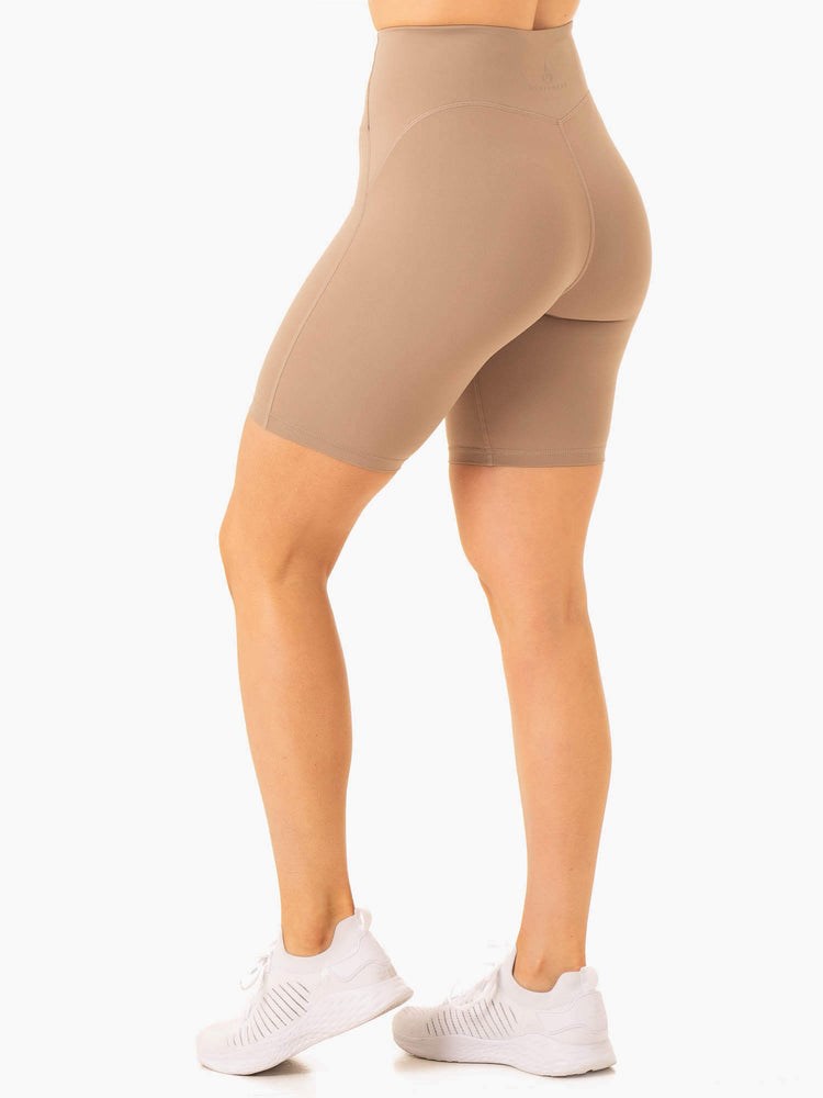 Ryderwear NKD Frame High Waisted Bike Shorts Latte | ZNE-718926