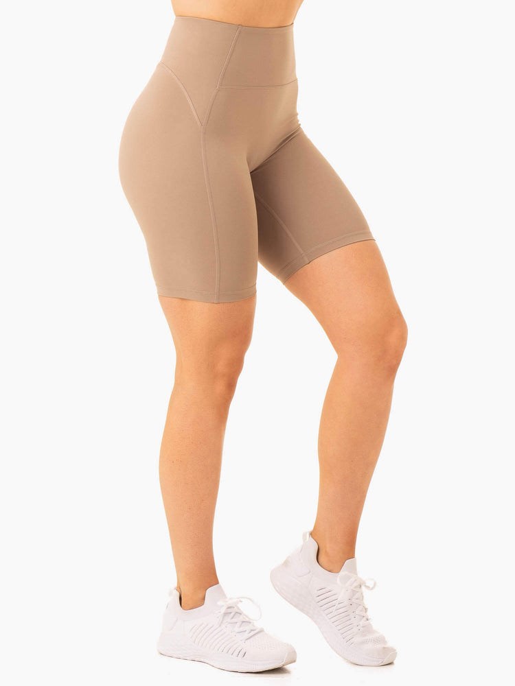 Ryderwear NKD Frame High Waisted Bike Shorts Latte | ZNE-718926