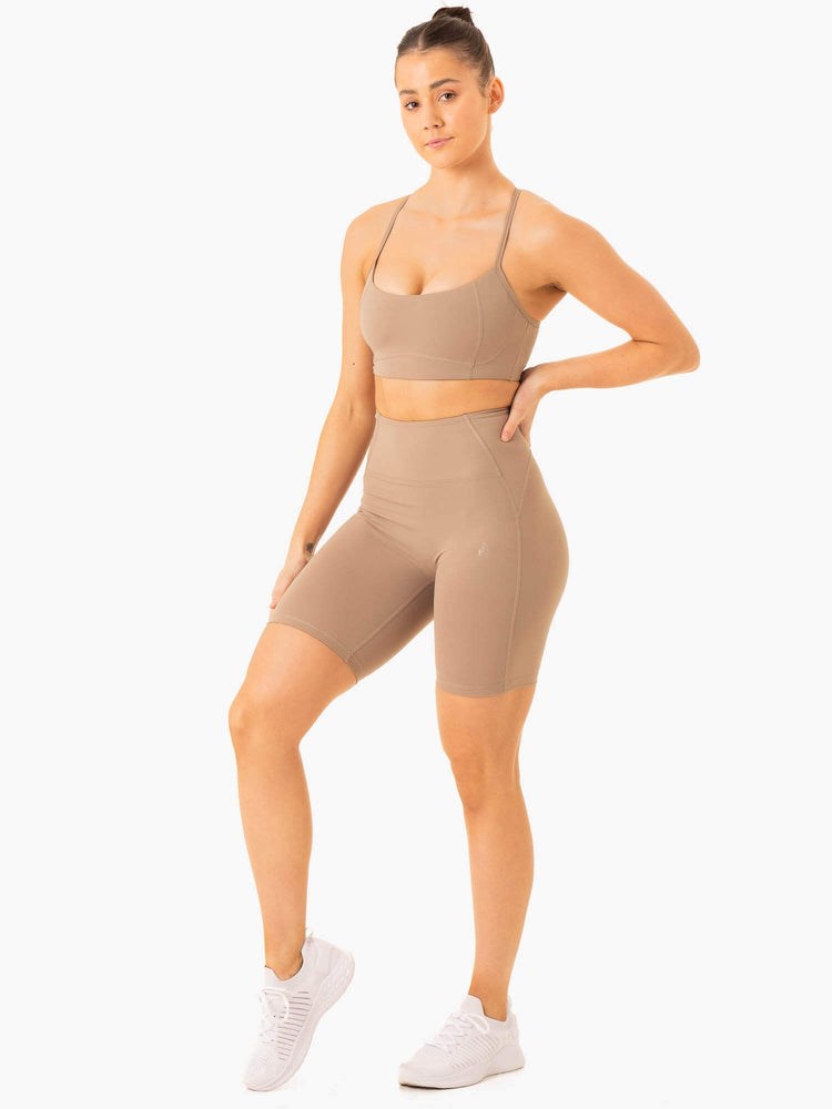 Ryderwear NKD Frame High Waisted Bike Shorts Latte | ZNE-718926