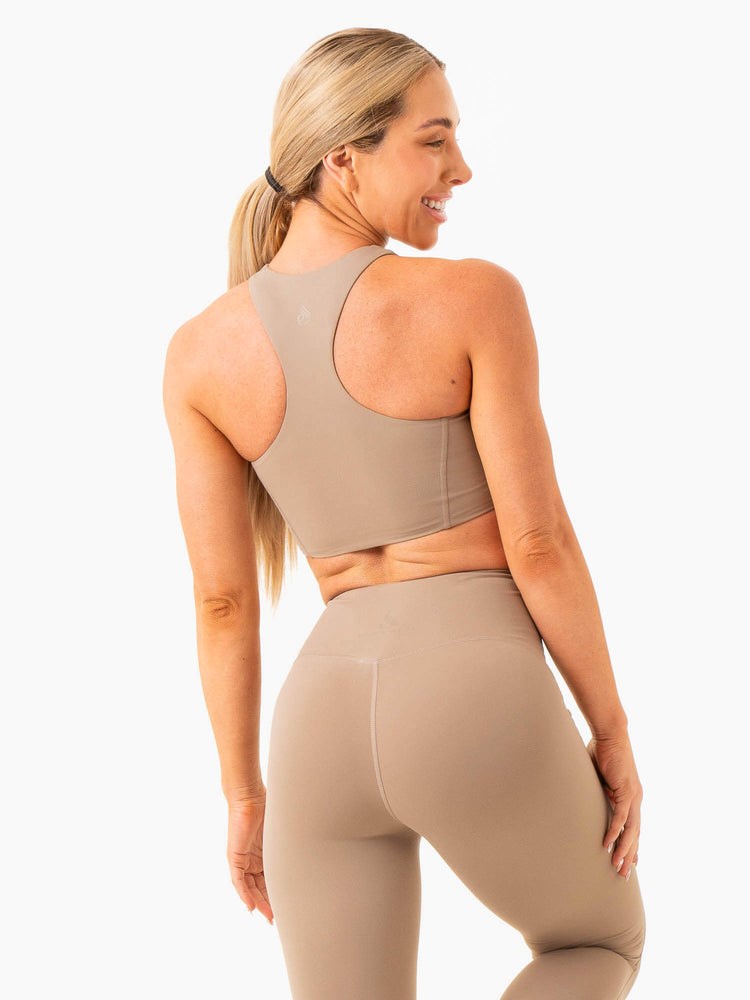 Ryderwear NKD Frame Long Line Sports Bra Latte | YUA-804569