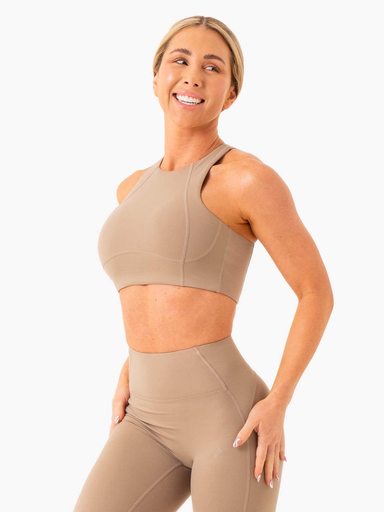 Ryderwear NKD Frame Long Line Sports Bra Latte | YUA-804569