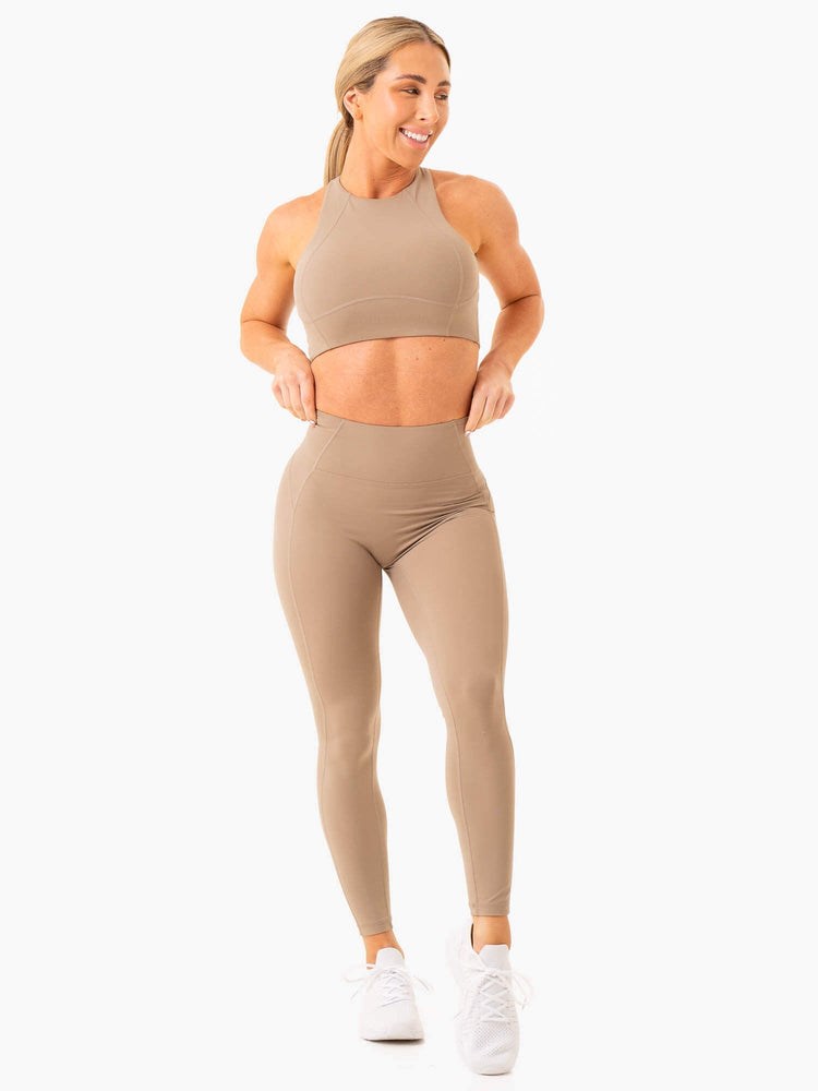 Ryderwear NKD Frame Long Line Sports Bra Latte | YUA-804569