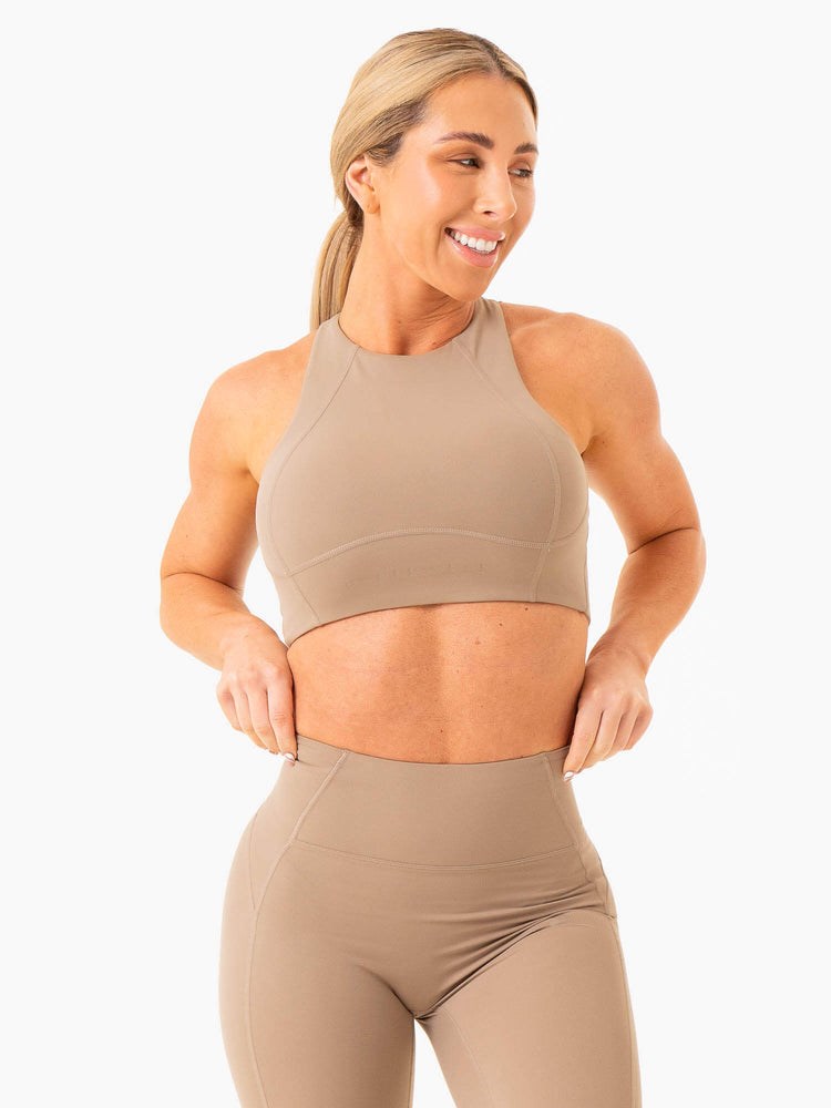 Ryderwear NKD Frame Long Line Sports Bra Latte | YUA-804569