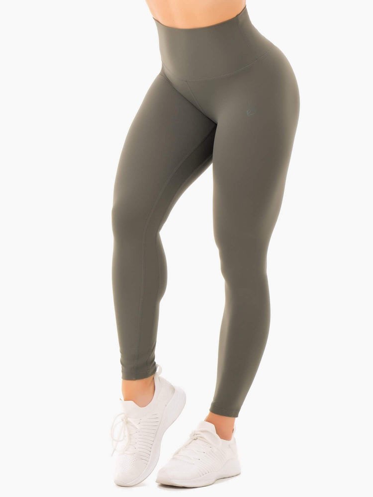 Ryderwear NKD High Waisted Leggings Khaki | KXR-948321