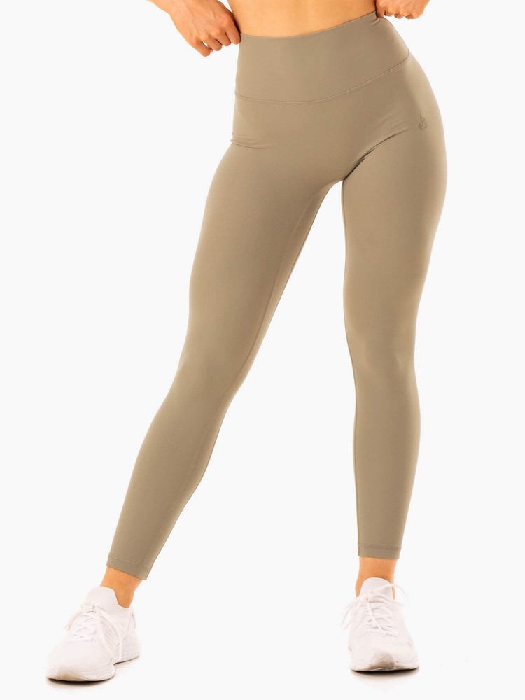 Ryderwear NKD Refine High Waisted Leggings Khaki | DPW-871034