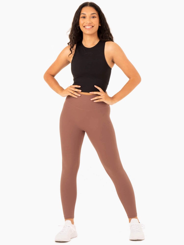 Ryderwear NKD Refine High Waisted Leggings Mocha | EZT-731452