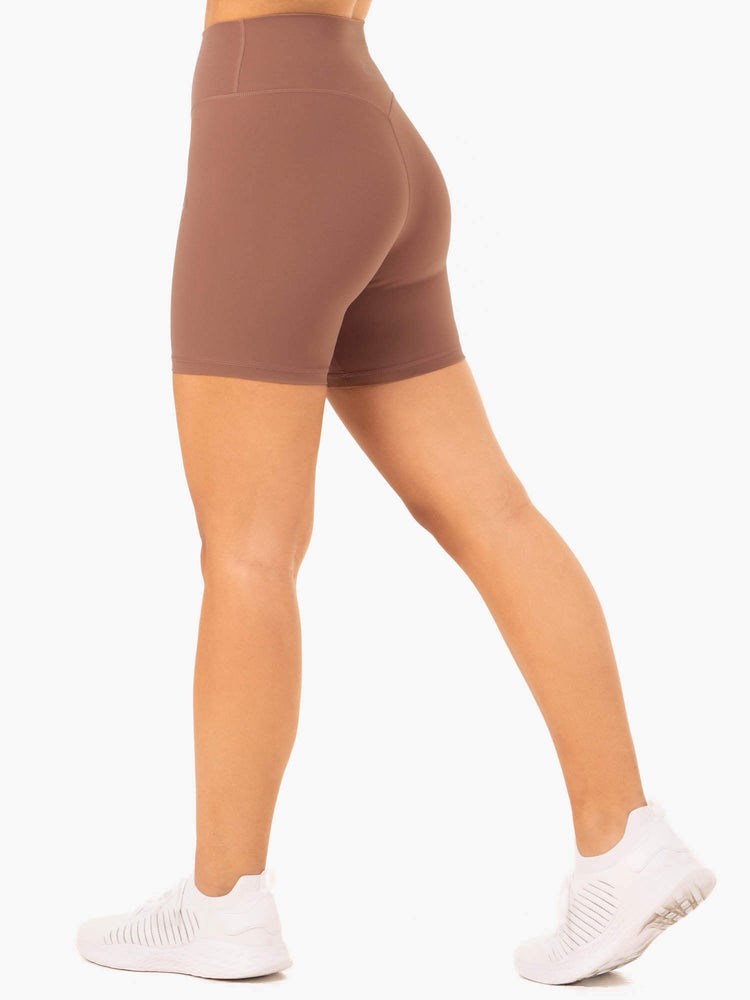 Ryderwear NKD Refine High Waisted Shorts Mocha | BZV-069523