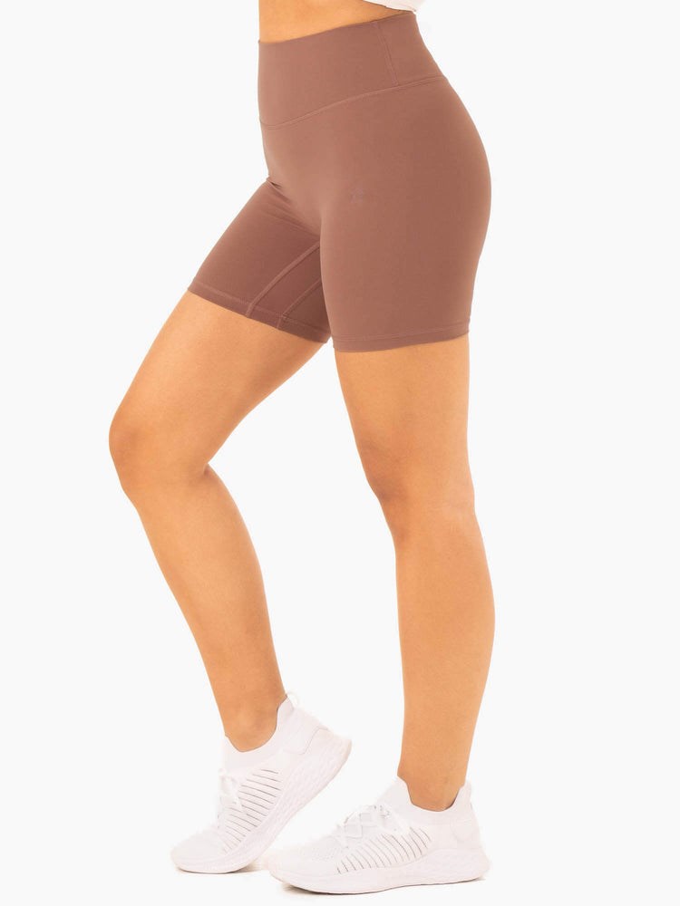 Ryderwear NKD Refine High Waisted Shorts Mocha | BZV-069523