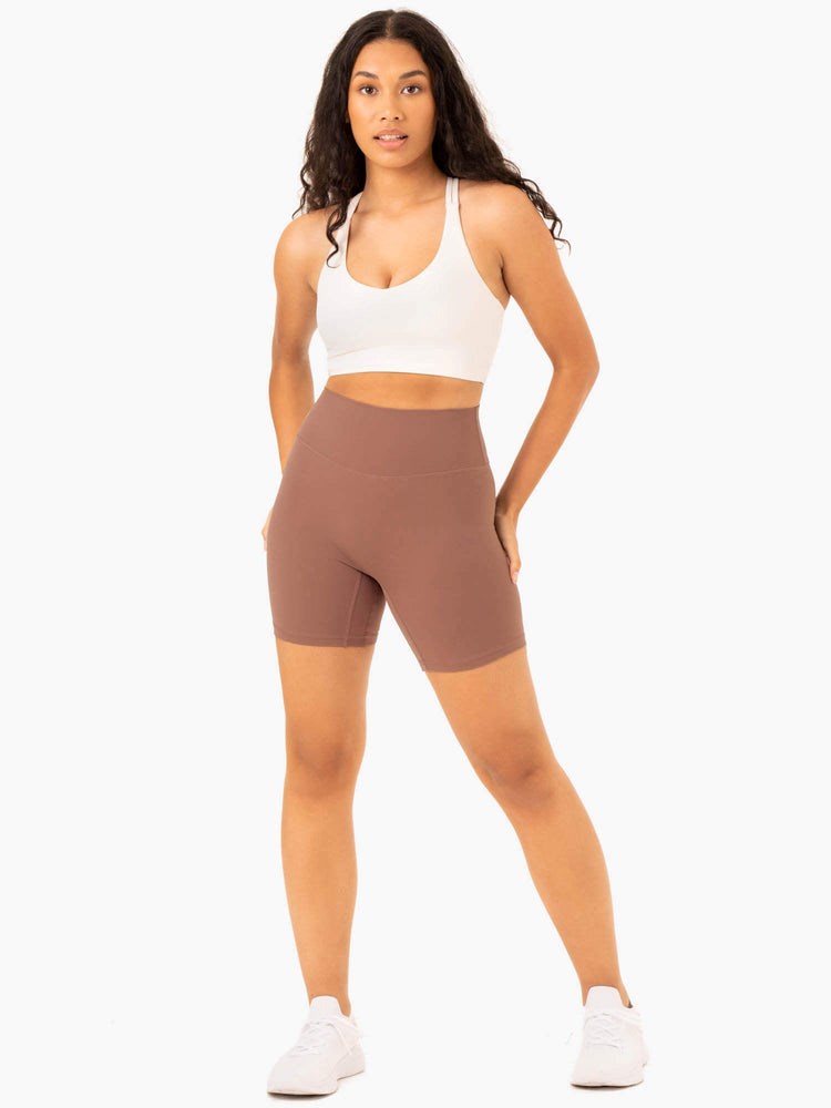 Ryderwear NKD Refine High Waisted Shorts Mocha | BZV-069523